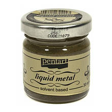 Фарба з ефектом рідкого металу, на основі розчинника, Античне золото, 30мл, Pentart