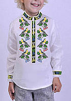 ЗАГОТОВКА НЕ ПОШИТА на білому габартині, Сорочка  вишиванка  для  хлопчика №96