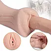 Двосторонній чоловічий мастурбатор жіноча силіконова вагіна з клітором і ротом "Double end masturbator", фото 9