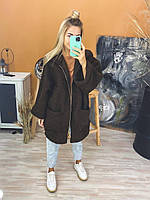 Стильное Женское пальто шуба кардиган барашек ТЕДДИ Ткань: букле барашек Цвета: шоколад Размер: 42-48, 52-56