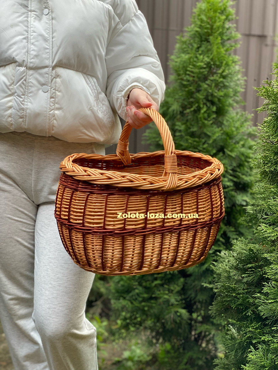 Кошик плетений із суцільної лози. Арт:075, фото 1