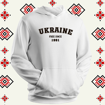 Патріотичне худі з дизайном "Ukraine free since 1991"