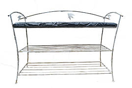 Кована підставка для взуття (банкетка) 1.4/80 см білий/бронза