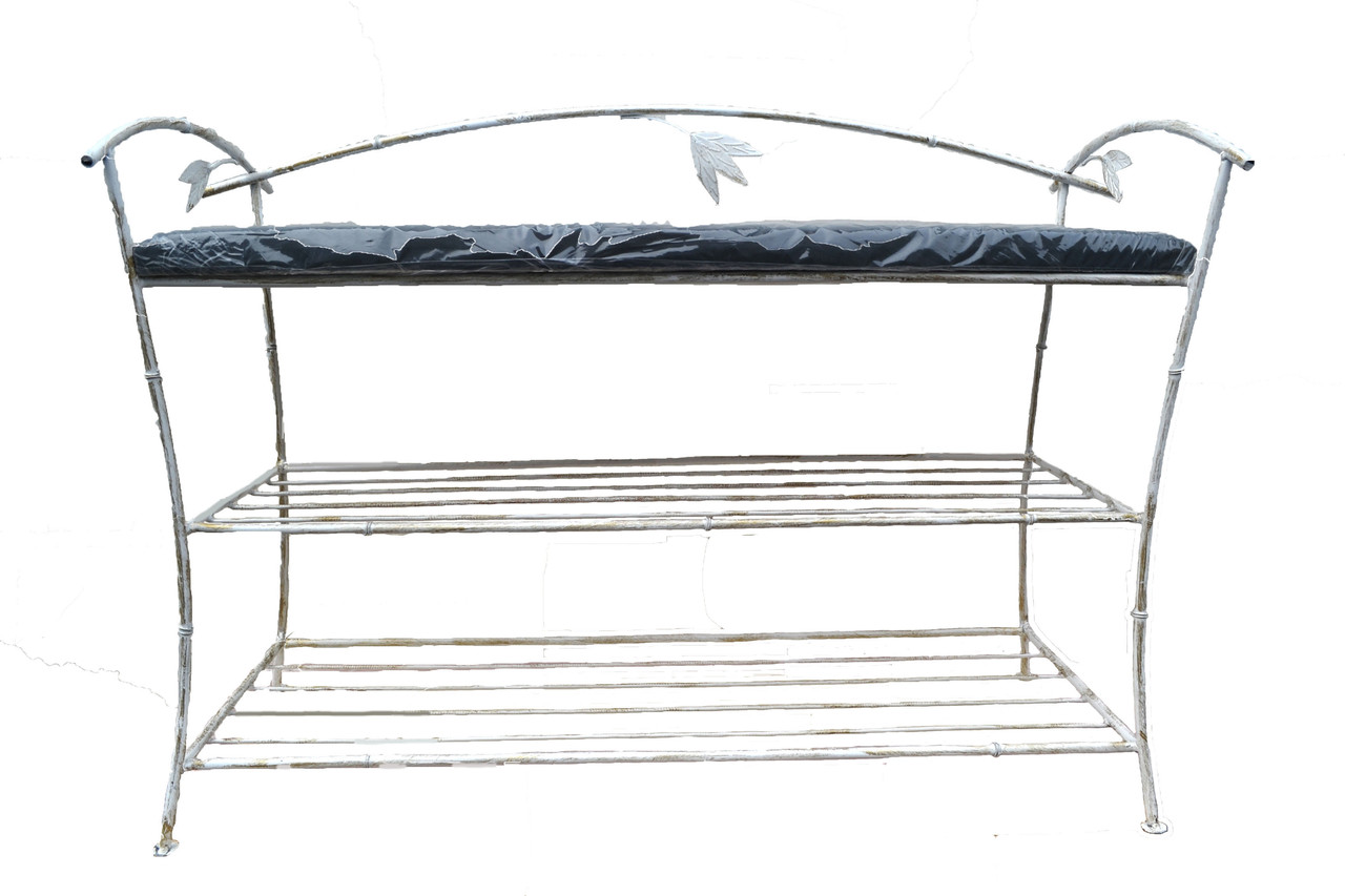 Кована підставка для взуття (банкетка) 1.4/80 см білий/бронза, фото 1