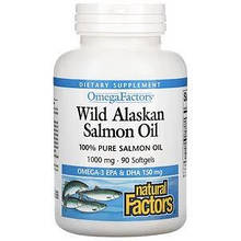 Риб'ячий жир з дикого аляскинського лосося 1000 мг, 90 желатинових капсул Natural Factors