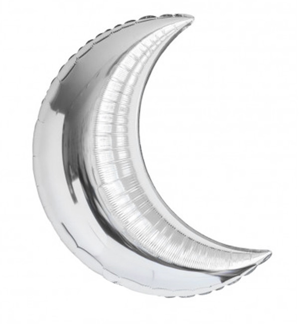 Повітряні кульки "Місяць", 85 см, колір - срібло (металік)