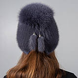 Жіноча норкова шапка на плетеній основі "Бубон-розріз", фото 4