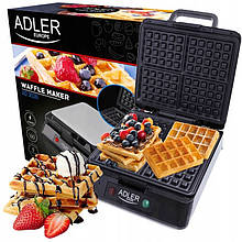 Вафельниця Adler AD 3036 для 4 квадратних бельгійських вафель (1500 Вт, Польща)