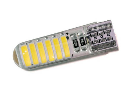 Світлодіодна лампа T10 (W5W) 12 LED 7020 12V 1W у силіконі, фото 2