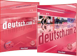 Deutsch.com 2. Kursbuch+Arbeitsbuch. Комплект книг з німецької мови. Підручник+Зошит. Hueber