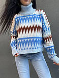 Жіночий теплий светр з високим коміром оверсайз із візерунковим в'язанням (р. 42-46) 9043031, фото 4