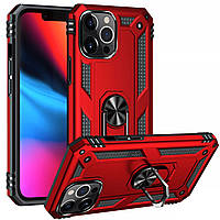 Чехол Shield для Iphone 13 Pro Max бампер противоударный с подставкой Red