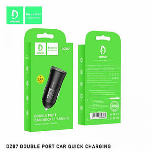 Автомобільний зарядний пристрій для Denmen DZ07 2USB 2.4 A (Гарантія 3 міс.) Чорний