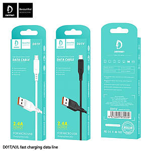 Кабель Data Micro USB Denmen D01V, Чорний