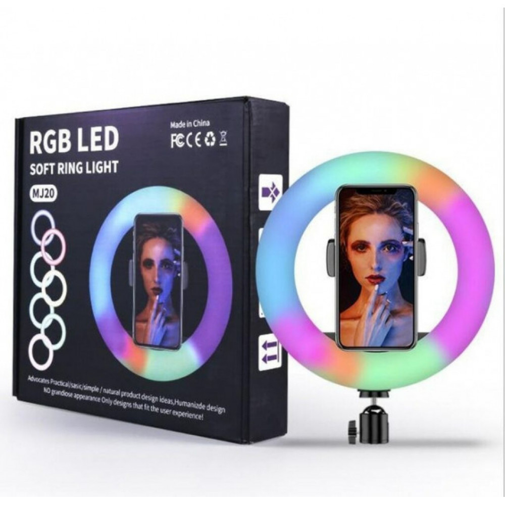 Кільцева світлодіодна Led Лампа RGB MJ20 20 см із затискачем для телефона