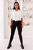Жіночі облягаючі чорні лосини замш на дайвінгу розміри батал, фото 8