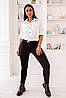 Жіночі облягаючі чорні лосини замш на дайвінгу розміри батал, фото 9