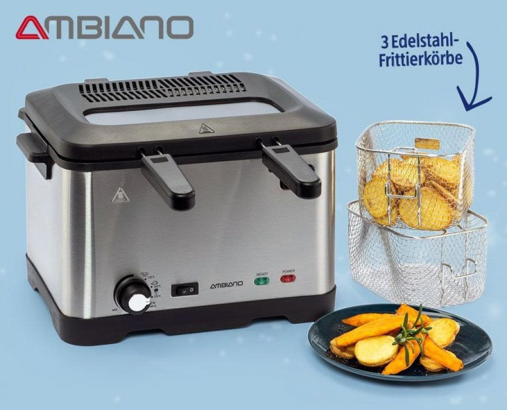 Професійна подвійна фритюрниця Ambiano 95470 (4 л, 2000 Вт, Німеччина), фото 1