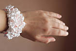 "Позадушний персик" авторський браслет на руку з квітами з полімерної глини, фото 5