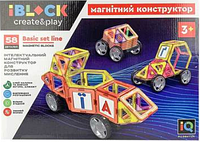 Конструктор магнитный IBLOCK PL-920-04, 58 деталей, наклейки укр. Буквы и цифры в комплекте