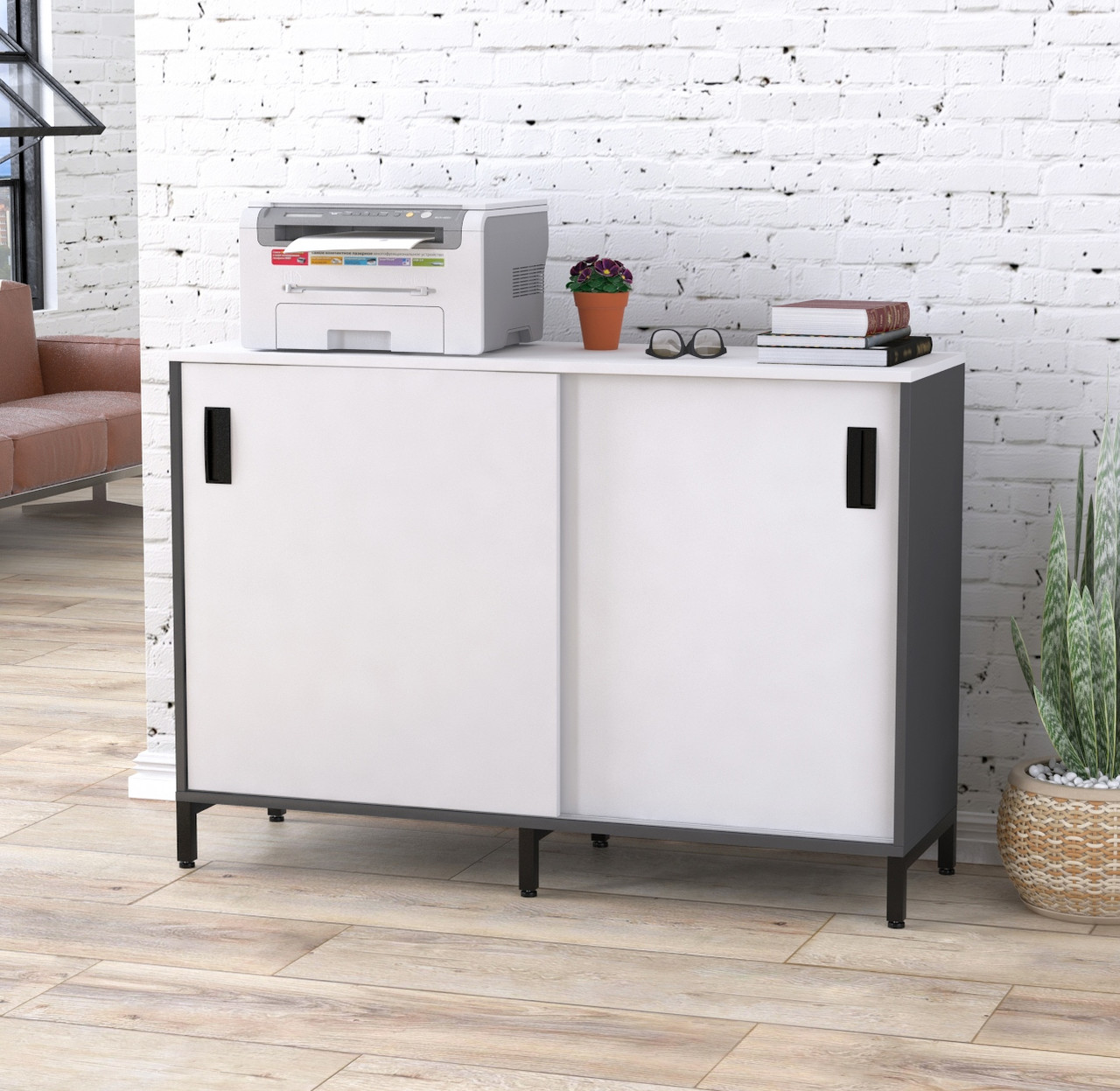 Тумба офісна розсувна LS-1200-830 каркас Антрацит Loft Design