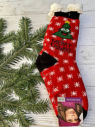 Шкарпетки жіночі з хутра, носки жіночі овчина,носки теплі, носки з овечої шерсті новорічні 35-38, 39-41 ялинка