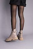 Жіночі черевики зимові бежеві шкіряні, фото 10