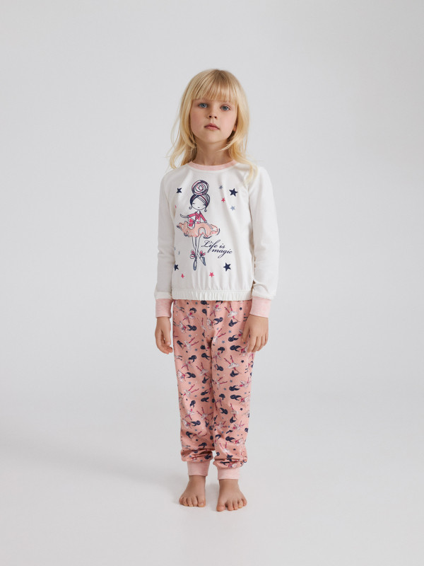 Дитяча піжама для дівчинки підлітка костюм для дома ELLEN рожева з принтом  GPK 0482 /01/01