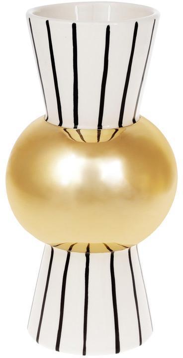 Ваза керамічна Kamarin 24 см чорні смуги із золотом