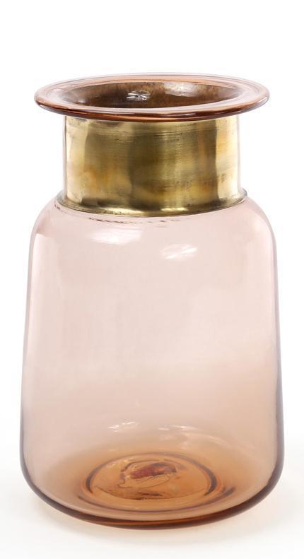 Ваза для квітів Ancient Glass настільна Ø 13х20 см, бурштинове скло