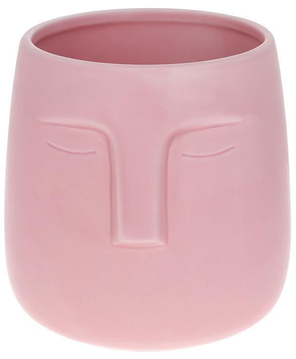 Ваза керамічна "Illusion Обличчя" 14х14х14 см, матовий рожевий