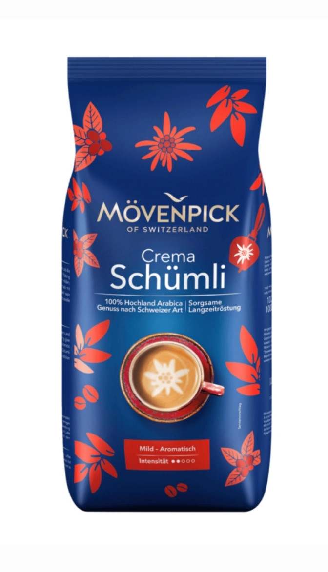 Кава зернова Movenpick Crema Schümli 100% арабіка 1000 г Німеччина Мовенпік Крема Шумлі 1 кг ОРИГІНАЛ
