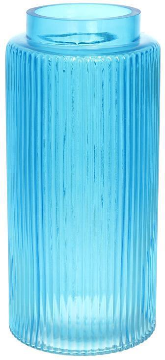 Ваза декоративна Ancient Glass "Прозора Лазур" 25х12 см, яскраво-блакитне скло