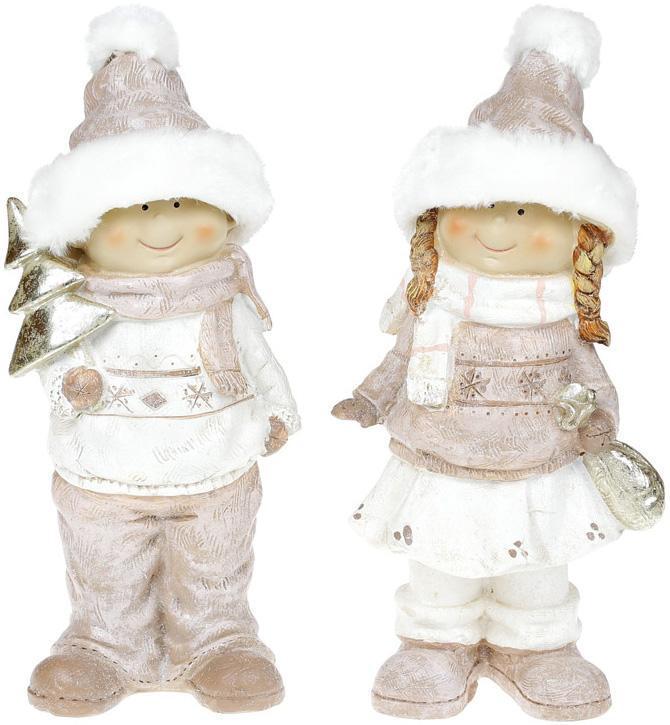 Фігурка декоративна "Деті в хутряних шапках" 27 см