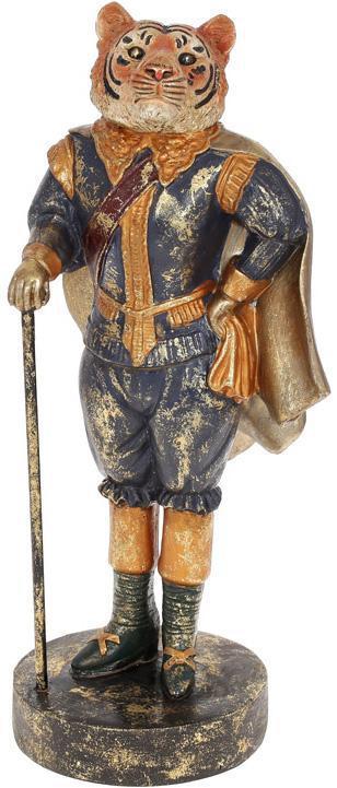 Фігурка декоративна "Тигр із Тростиною" 37.5 см, полістоун, синій із золотом