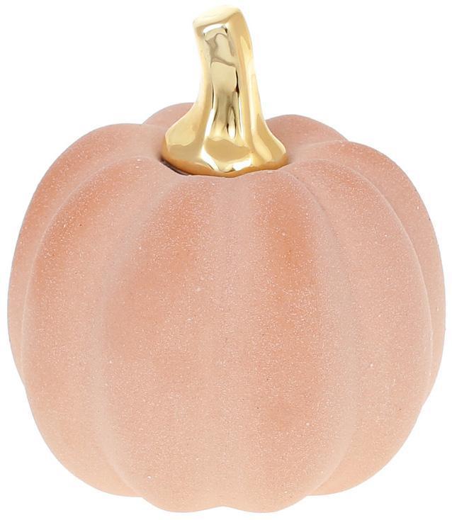 Керамічна фігурка "Гарбуз" з цукровим покриттям, 12х11.5х12.5 см, жовтогарячий із золотом