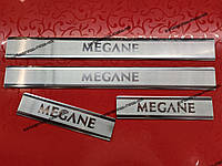 Накладки на пороги Рено Меган 2 RENAULT MEGANE II 5D * 2002-2008 (Захисні Декоративні) Преміум НЕРЖАВЕЙКА 4 шт.