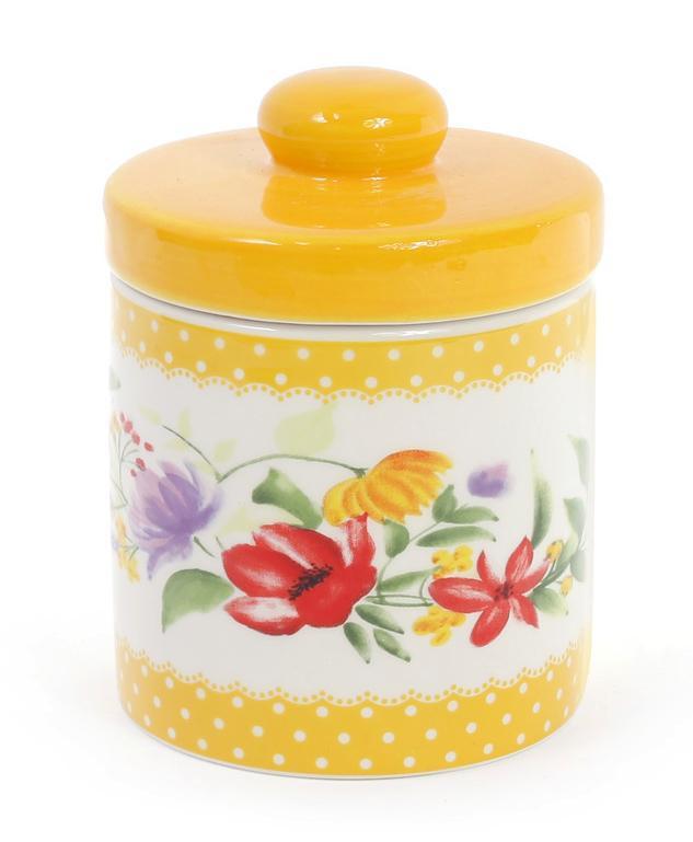 Банка керамічна "Акварель" 350 мл із керамічною кришкою, жовта
