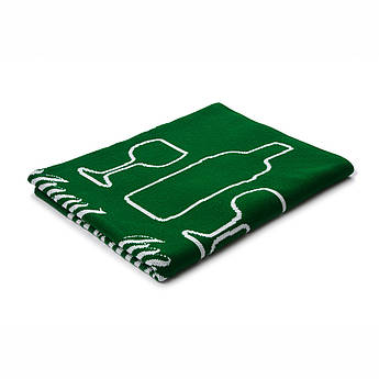 Плед в'язаний з логотипом Ohaina 180x100 жакард Bottle Green