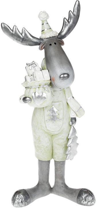 Фігура декоративна "Лось із подарунками" 40.5 см, у м'ятному комбінезоні