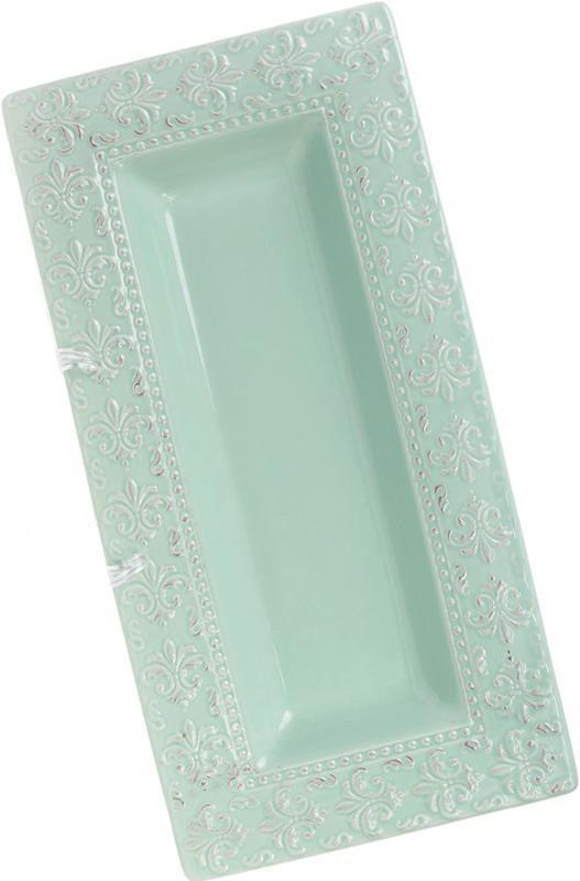 Блюдо керамічне Leeds Королівська Лілія 35.6х17.8х3.6 см, зелене