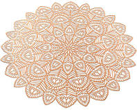 Набір 6 сервірувальних килимків Margrese Хризантема Ø 38 см (підтарильники), рожеве золото