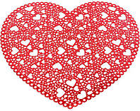 Набор 6 сервировочных ковриков Margrese Сердце 38см (подтарельники), красный