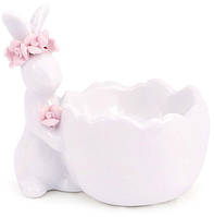 Подставка для яйца "Кролик с розовым веночком" керамическая
