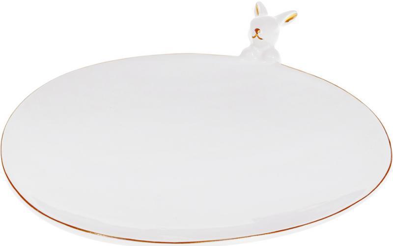 Блюдо керамічне "Bunny" Ø17 см, біле із золотом