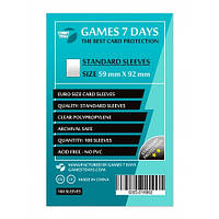 Протектори для карт 59x92, STANDART (Euro Size Card Sleeves 100 шт), Games 7 Days