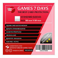 Протектори для карт 80x80, STANDART (Square Card Card Sleeves 100 шт), Games 7 Days