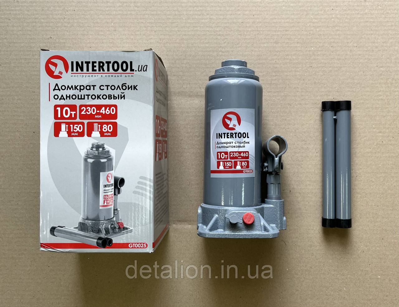 Домкрат "столбік" одноштоковий 10 тпр-во INTERTOOL GT0025
