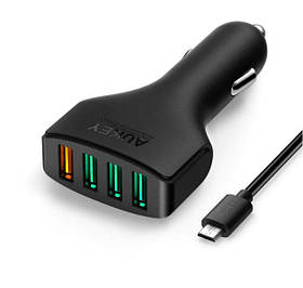 Автомобільний зарядний пристрій AUKEY CC-T9  4* USB  55.5W Qualcomm Quick Charge 3.0