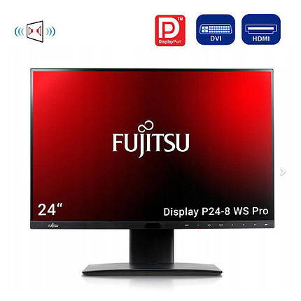 Монітор Fujitsu P24-8 WS Pro/24" (1920x1200) IPS/DVI, HDMI, DisplayPort, USB 3.0, Audio/колонки 2x 1.5W, фото 2